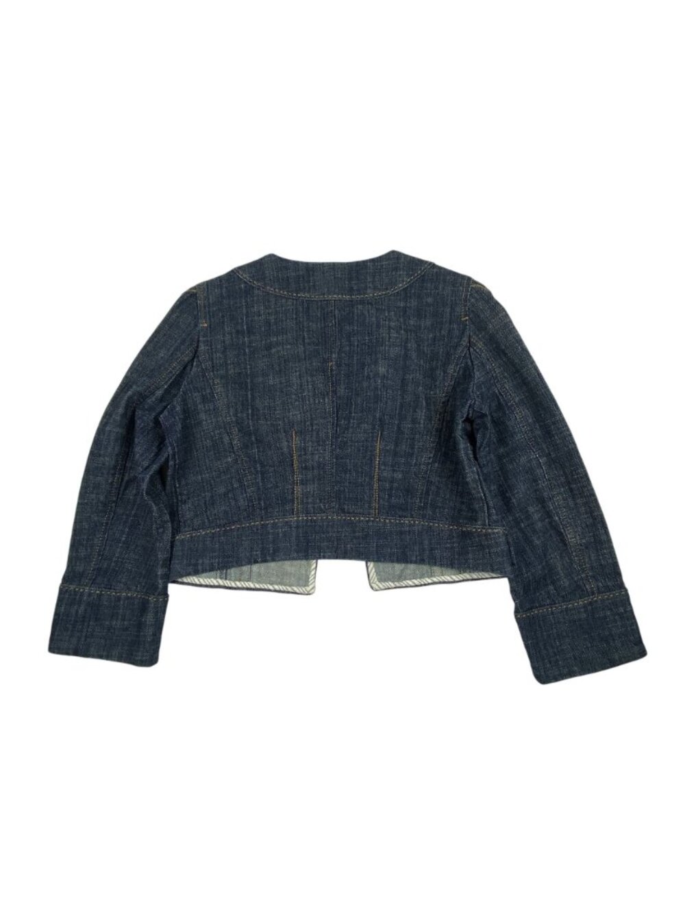 Ann Taylor Loft Denim Cropped Fitted Jacket Women’s Size 0 Button Cuff - Picture 2 of 10